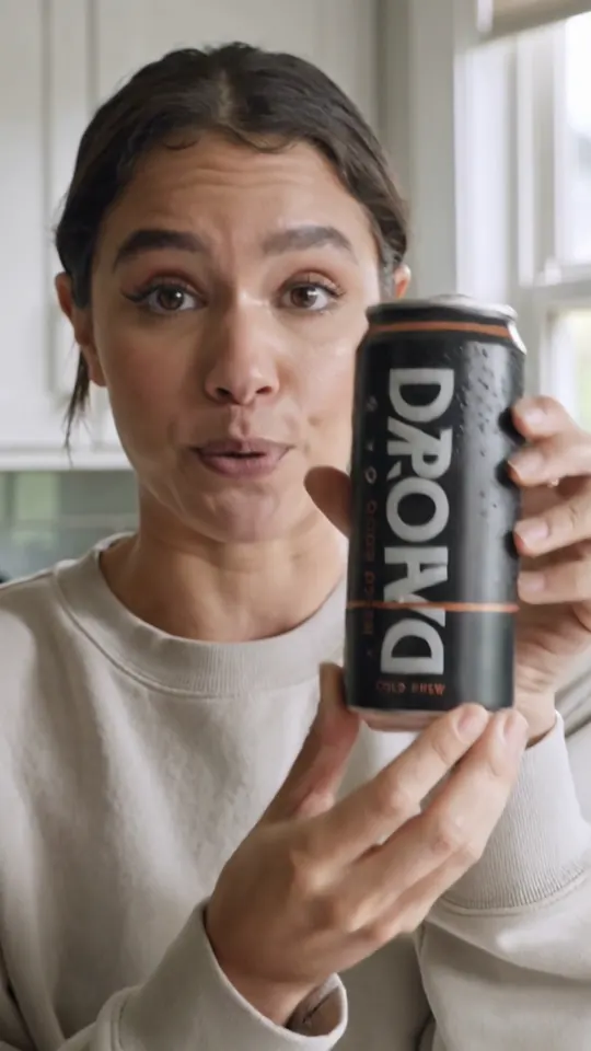 First frame of the DROVO Cold Brew ad made by Kling 3.0 Pro, take 1